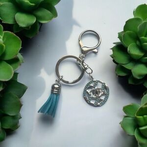 Silver and Blue Keychain